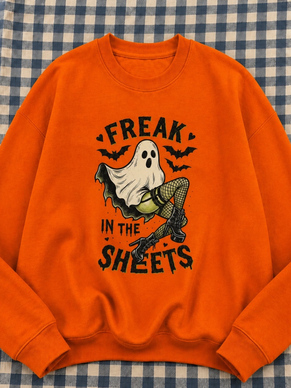 Orange Graphic Crewneck Sweater - 'Freak in the Sheets'